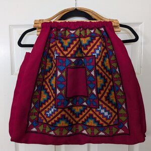 Handmade Tribal-Styled Design Cross Stich Red Cloth Handbag (New)